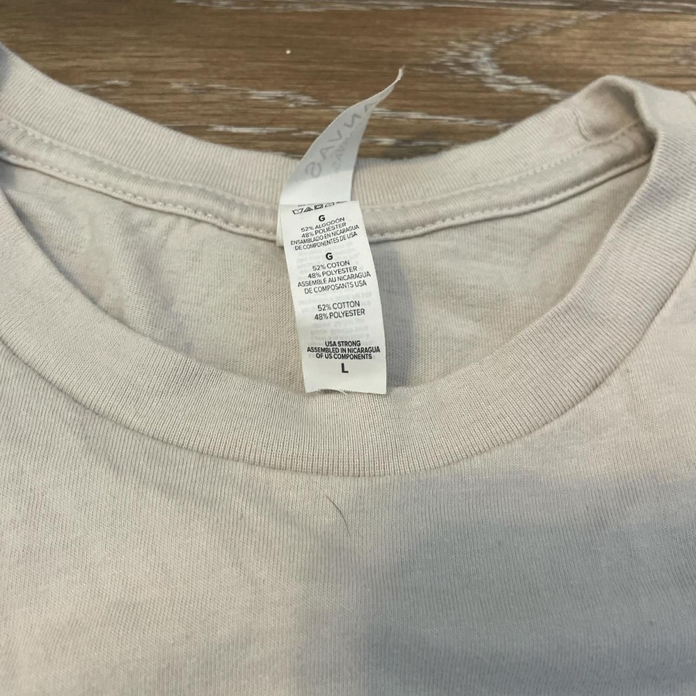 Om Mushroom Superfood Graphic Tee, Cream/Green, Men's Size L - Picture 2 of 2